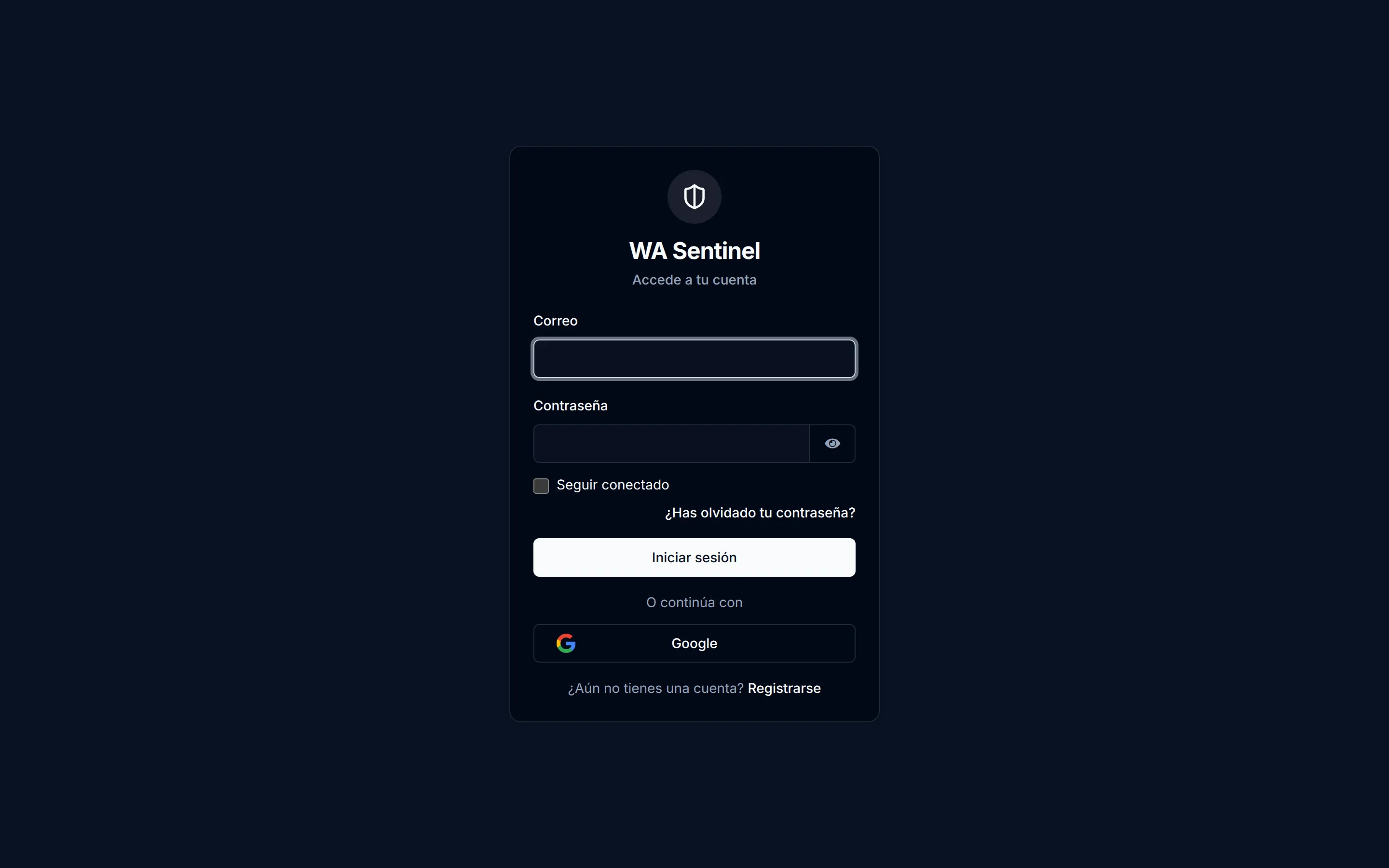 Pantalla de acceso