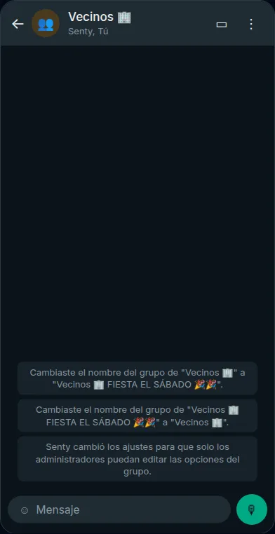 Lo que ve el grupo cuando se cambia un permiso