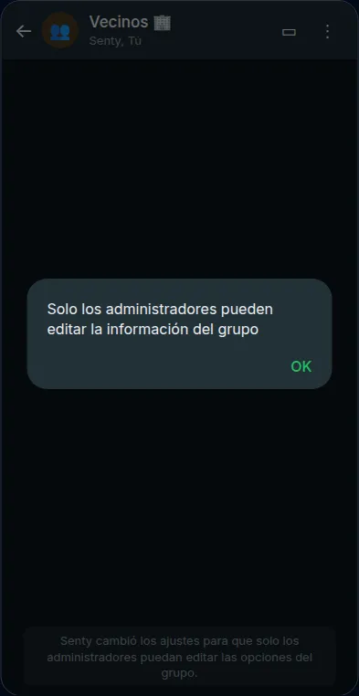 El aviso de WhatsApp al intentar cambiar el nombre
