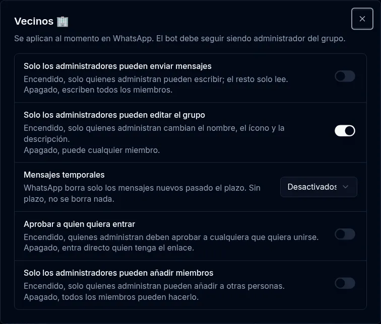 Permisos de un grupo
