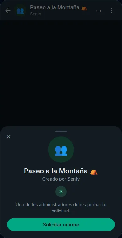 Pedir entrar a un grupo con aprobación
