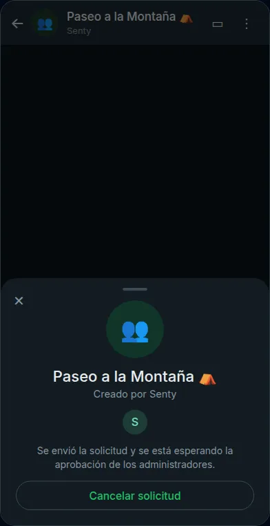 Solicitud enviada, esperando la aprobación