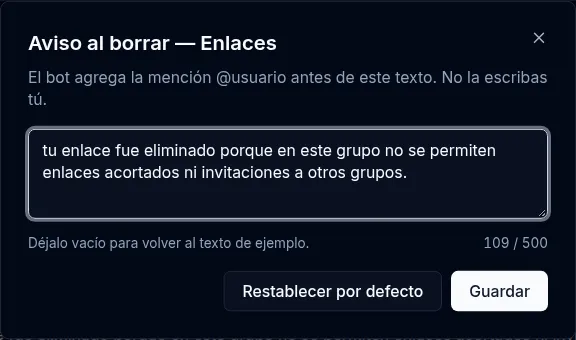 Editar el aviso