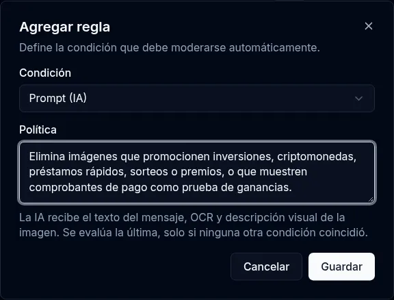 Política de IA para imágenes